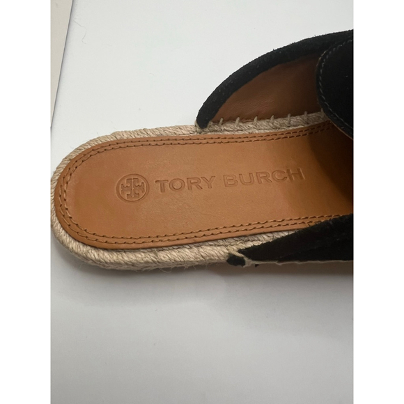 Women's Tory Burch Black Suede Seaside Espadrille Mules 8 Read Description - Picture 4 of 7